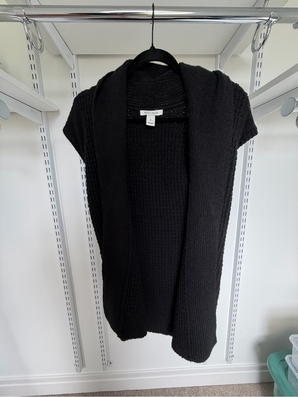 White House Black Market Black Short-Sleeve Open-Front Cardigan
